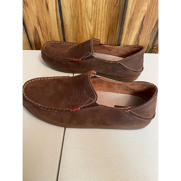 Oulkai leather shoes moccasin slip on size 6.5 Nohea Nubuck Loafers Comfort - Picture 6 of 10